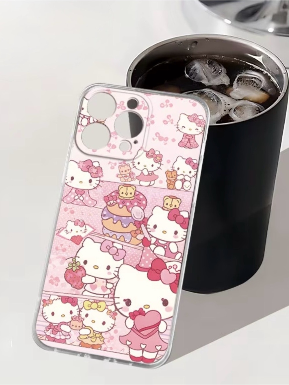 New Apple iPhone Cell Phone Case Hello Kitty Clear Transparent Pink Hearts